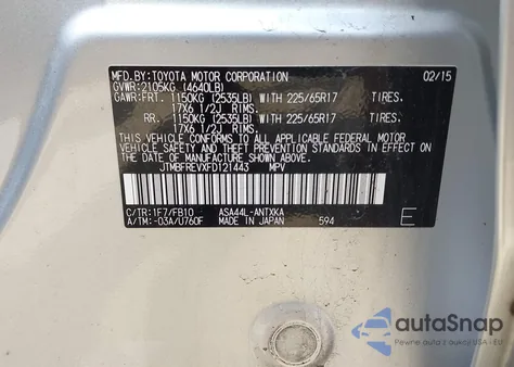 2015 Toyota Rav4 Le from USA, damaged, VIN JTMBFREVXFD121443